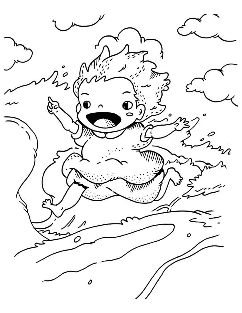 Ponyo boyama sayfası – eğitici aktivite, yaratıcılık