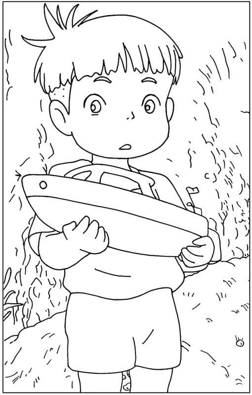 Ponyo boyama sayfası – çocuk aktivitesi, PDF indir