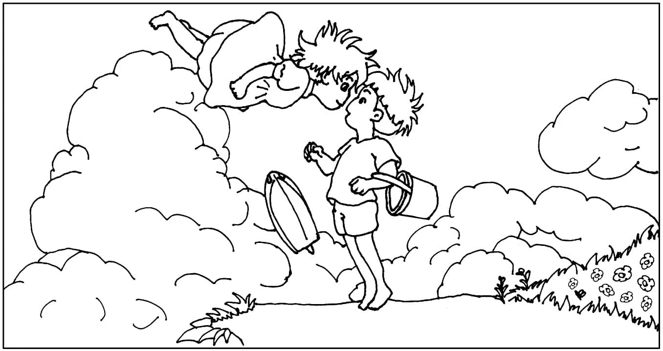 Ponyo boyama sayfası – boyama çalışması, yaratıcılığı geliştirir