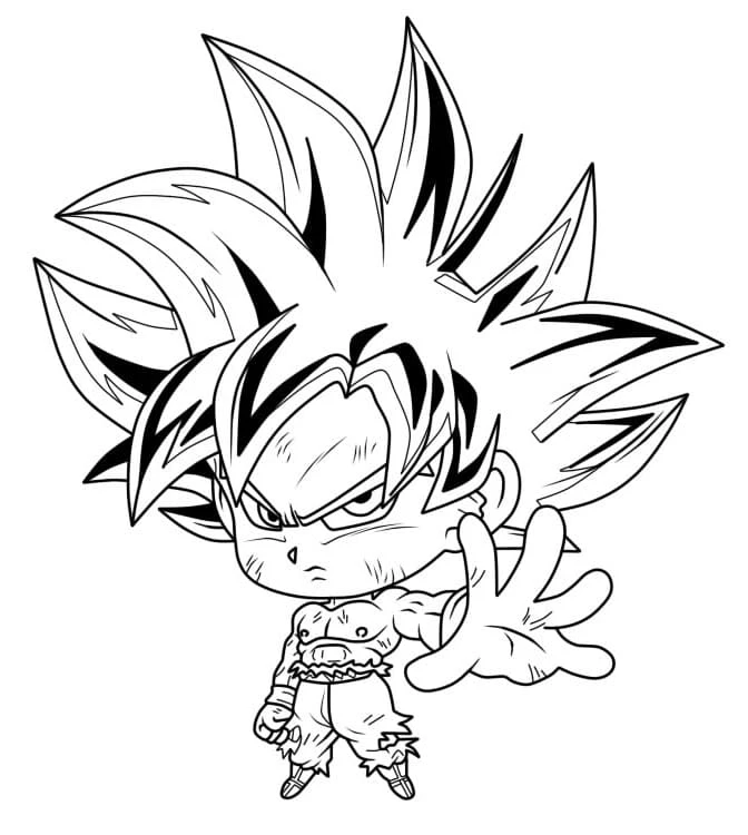 Goku Ultra İçgüdü boyama sayfası – PDF indir, sevimli karakter