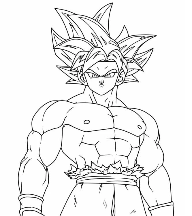 Goku Ultra İçgüdü boyama sayfası – kolay boyama, eğitici aktivite