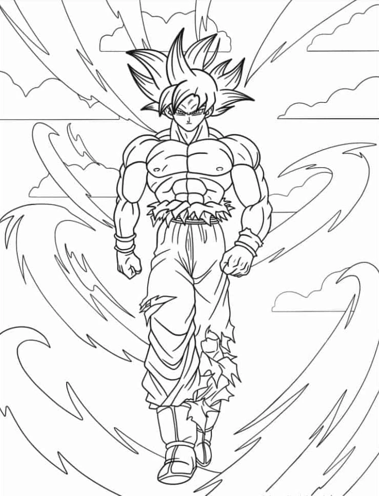 Goku Ultra İçgüdü boyama sayfası – boyama etkinliği, çocuk aktivitesi