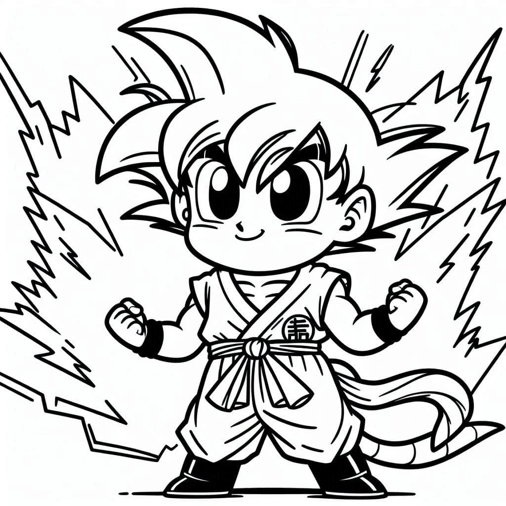 Goku Ultra İçgüdü boyama sayfası – çizgi film temalı, basit çizim
