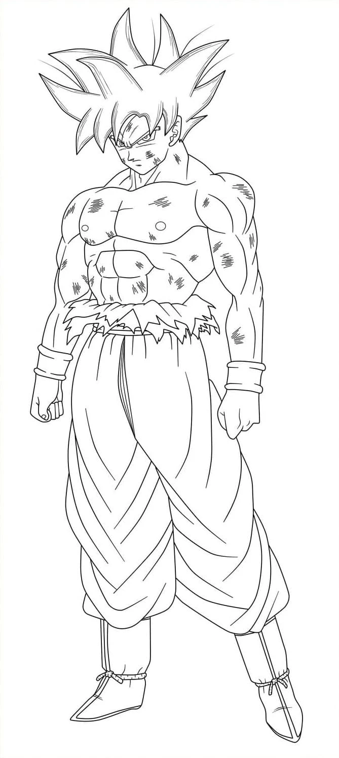Goku Ultra İçgüdü boyama sayfası – evde etkinlik, ücretsiz yazdır