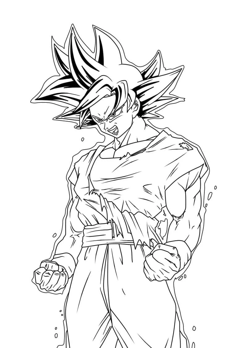 Goku Ultra İçgüdü boyama sayfası – çocuk aktivitesi, PDF indir
