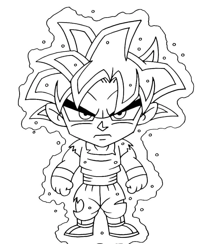 Goku Ultra İçgüdü boyama sayfası – renkli çizimler, okul öncesi