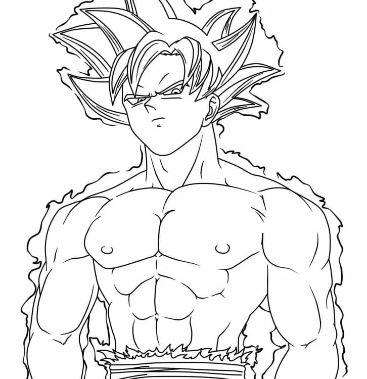 Goku Ultra İçgüdü boyama sayfası – PDF indir, sevimli karakter