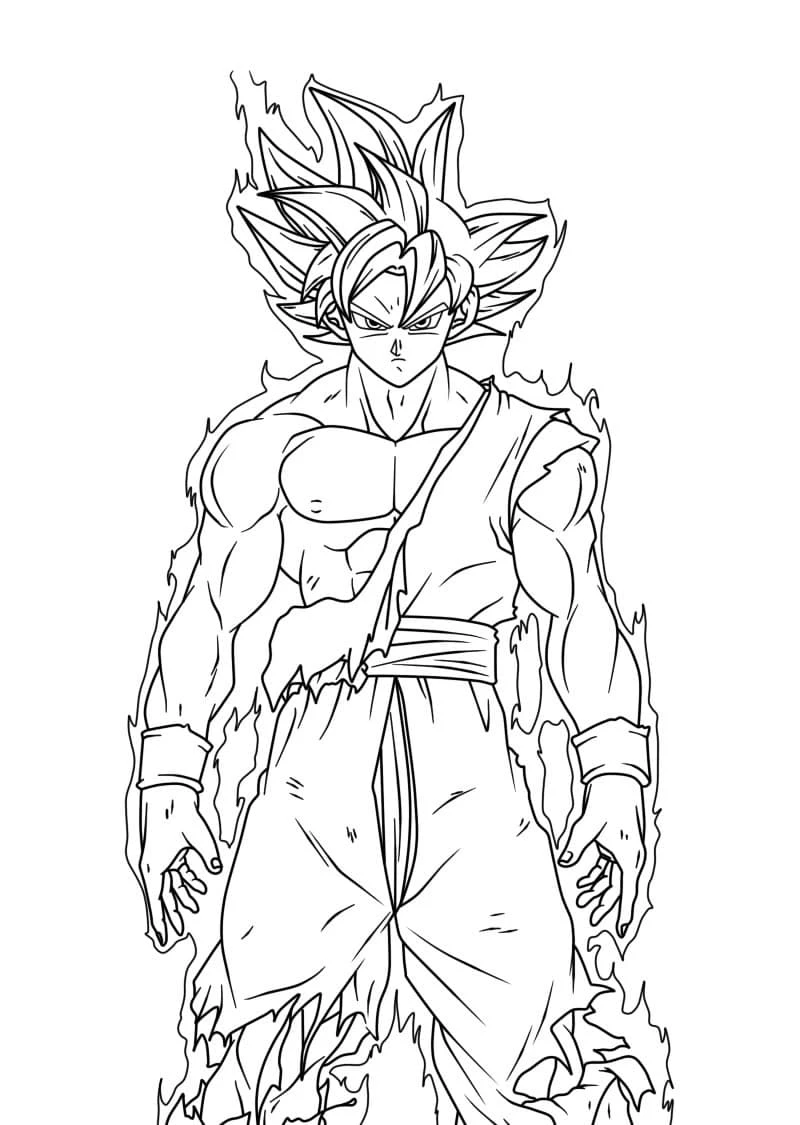 Goku Ultra İçgüdü boyama sayfası – okul öncesi, evde etkinlik