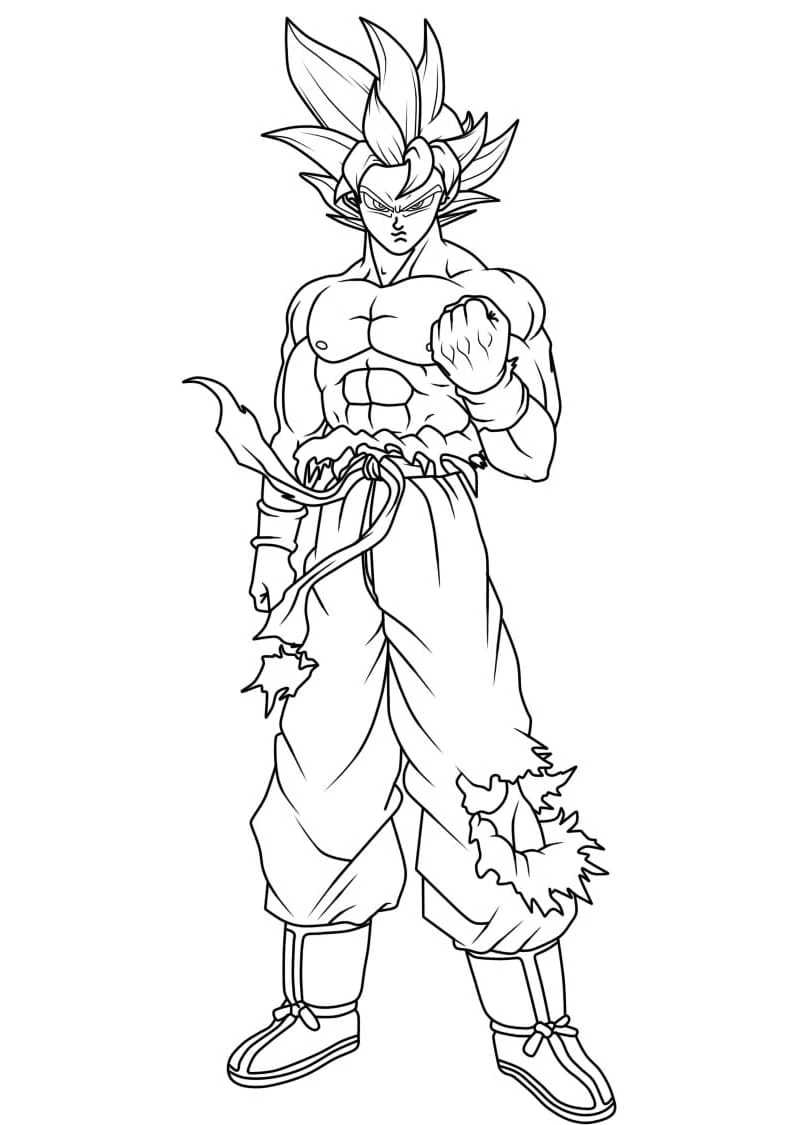 Goku Ultra İçgüdü boyama sayfası – sevimli karakter, sanatsal çalışma