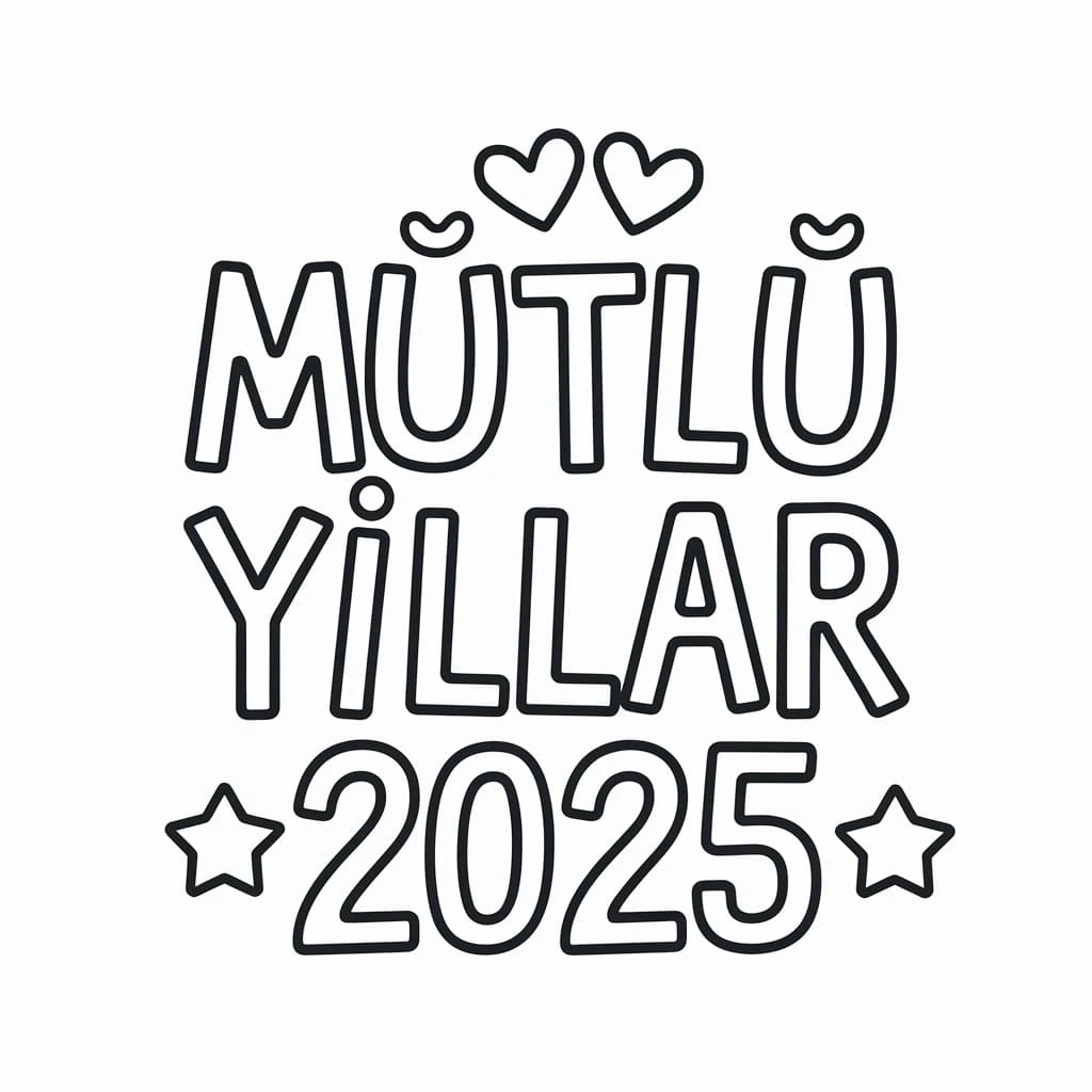 Mutlu Yıllar 2025 boyama sayfası #33 – eğlenceli öğrenme deneyimi, okul öncesi