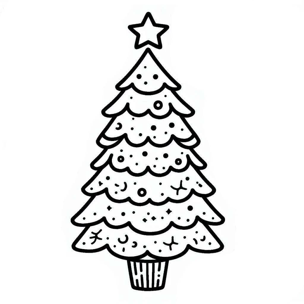 Yılbaşı Ağacı (Noel ağacı) boyama sayfası #6 – eğitici aktivite, yaratıcılık