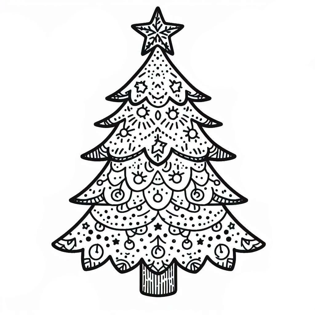 Yılbaşı Ağacı (Noel ağacı) boyama sayfası #10 – çocuk aktivitesi, ilkokul öğrencileri için