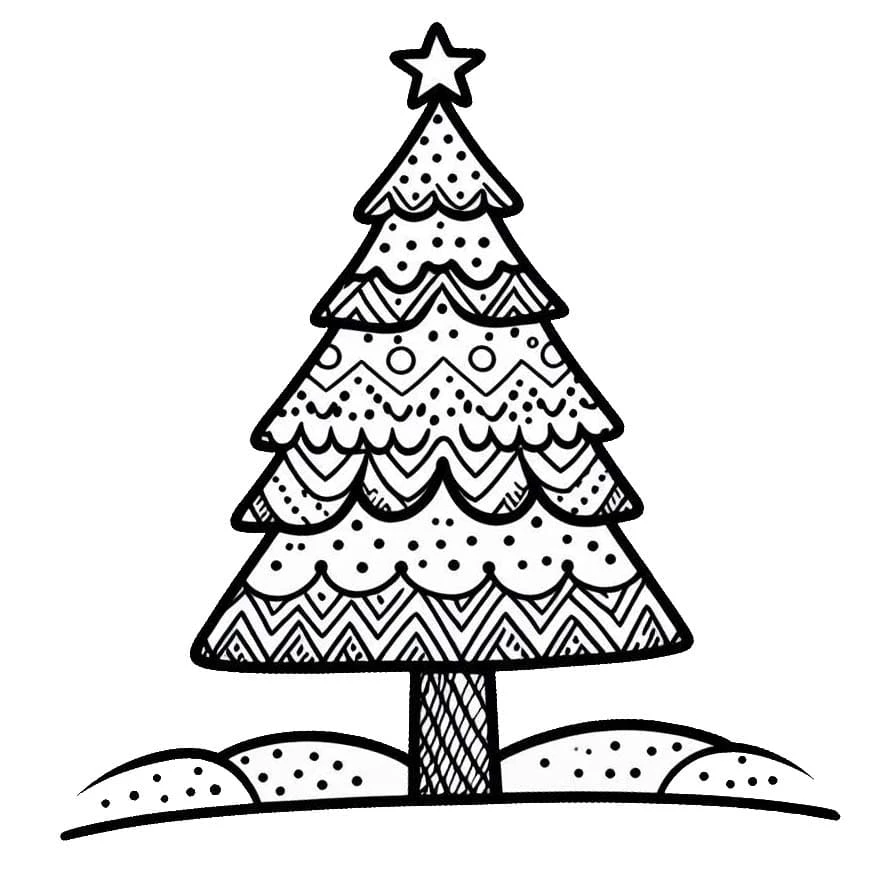 Yılbaşı Ağacı (Noel ağacı) boyama sayfası #13 – yaratıcılık, doğum günü partisi aktivitesi