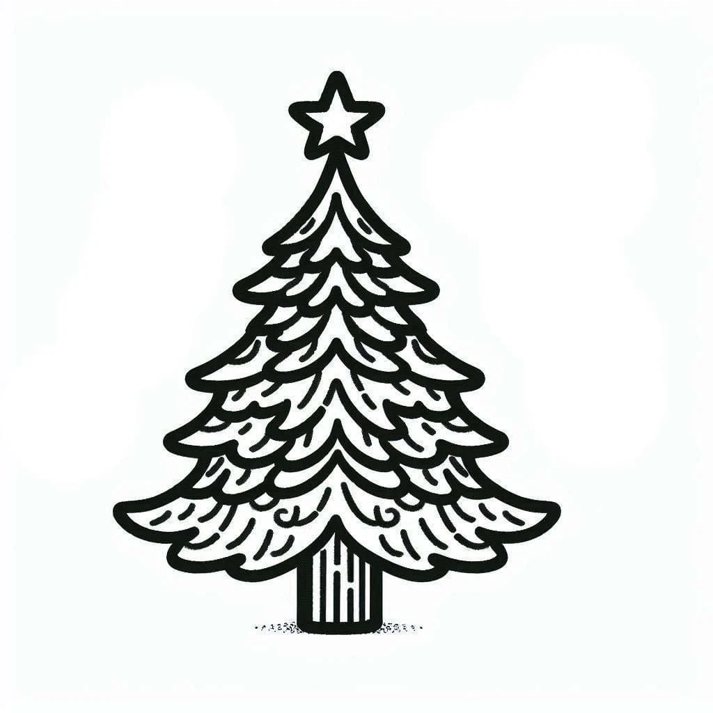 Yılbaşı Ağacı (Noel ağacı) boyama sayfası #17 – ilkokul öğrencileri için, hayal gücünü besler