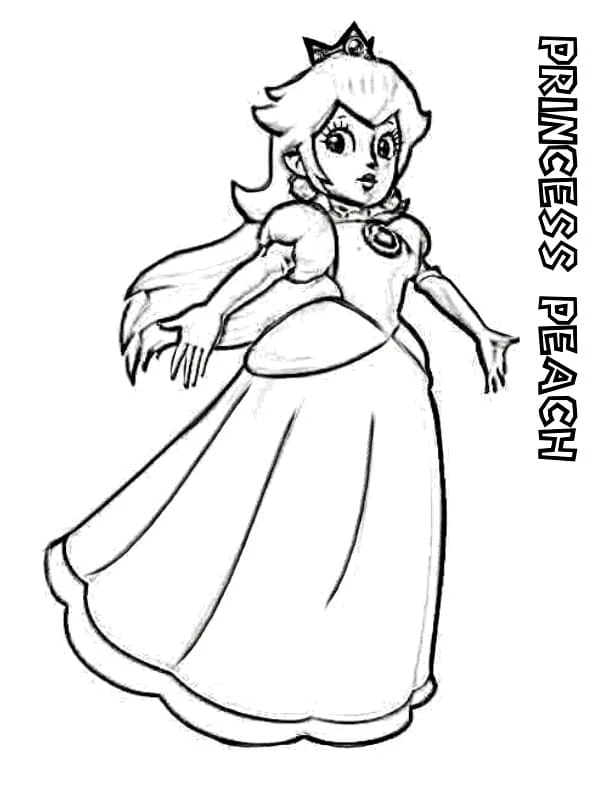 Prenses Peach boyama sayfası – PDF indir, sevimli karakter