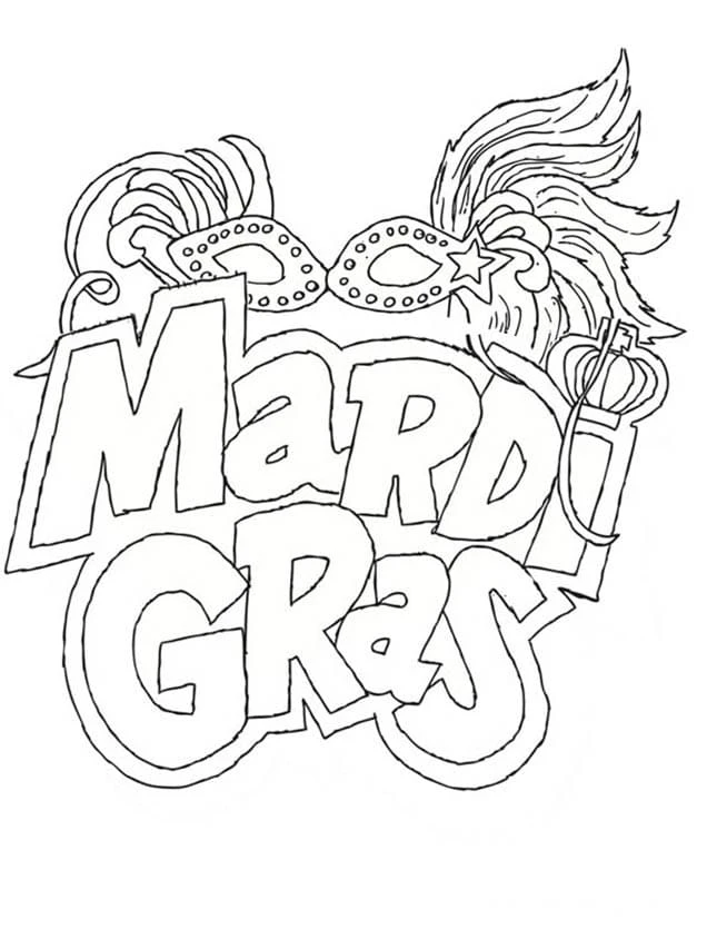 Mardi Gras boyama sayfası – boyama etkinliği, çocuk aktivitesi