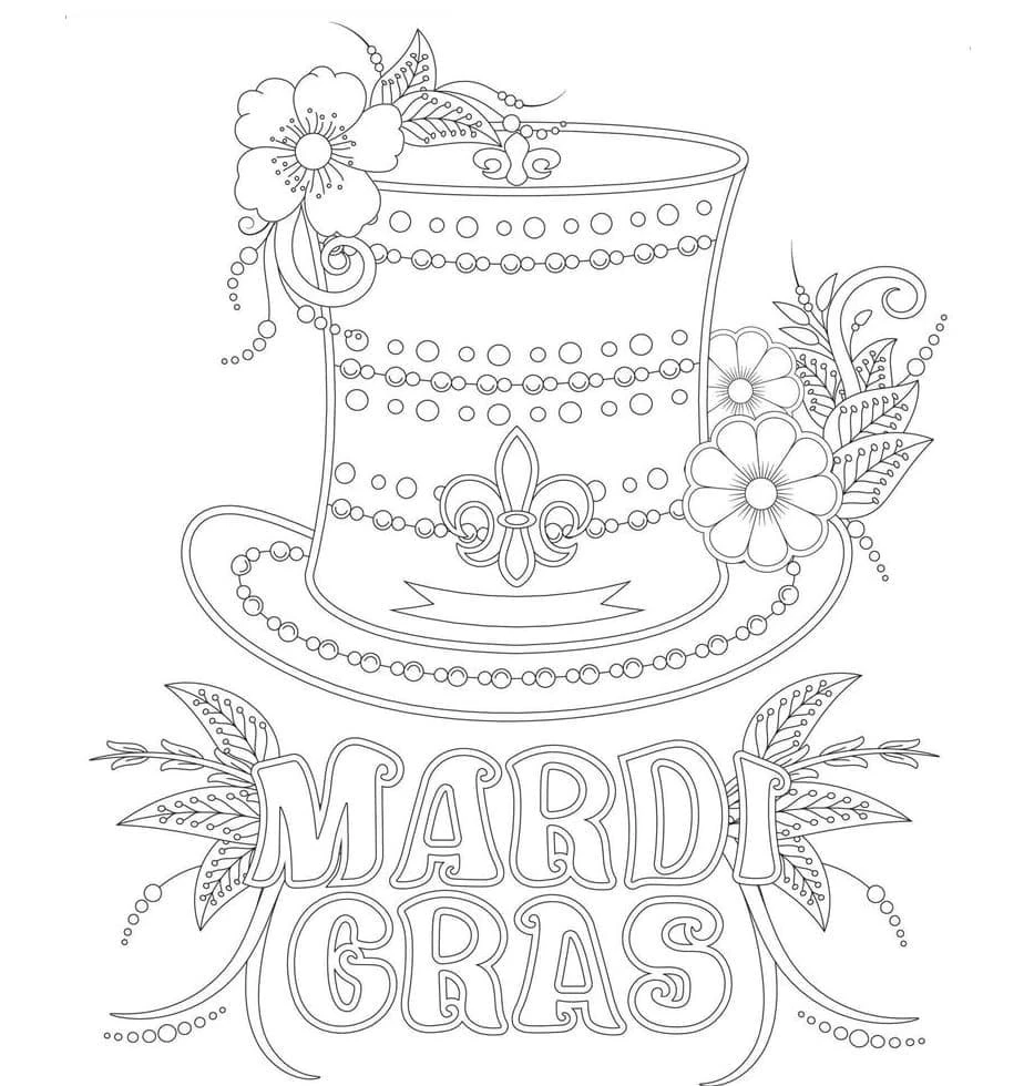 Mardi Gras boyama sayfası – çizgi film temalı, basit çizim