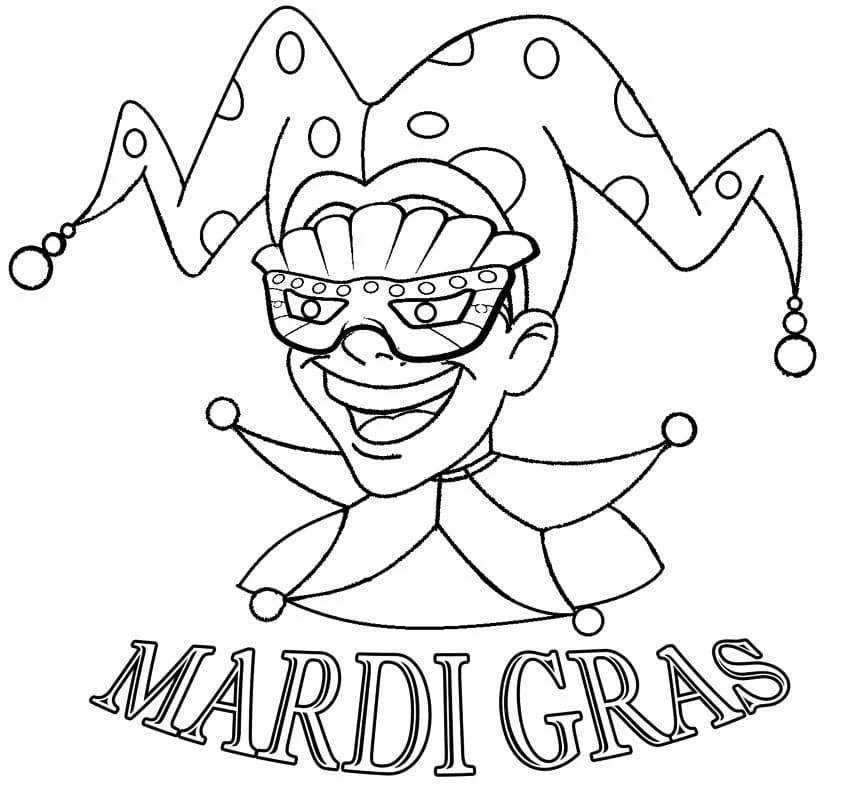 Mardi Gras boyama sayfası – sanatsal çalışma, çocuklar için