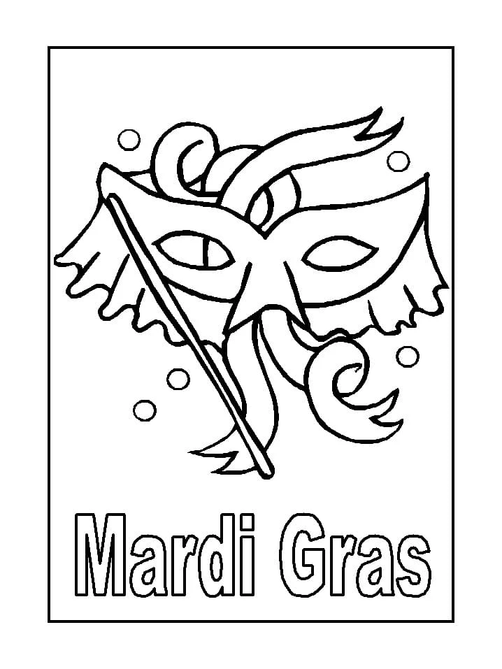 Mardi Gras boyama sayfası – okul öncesi, evde etkinlik