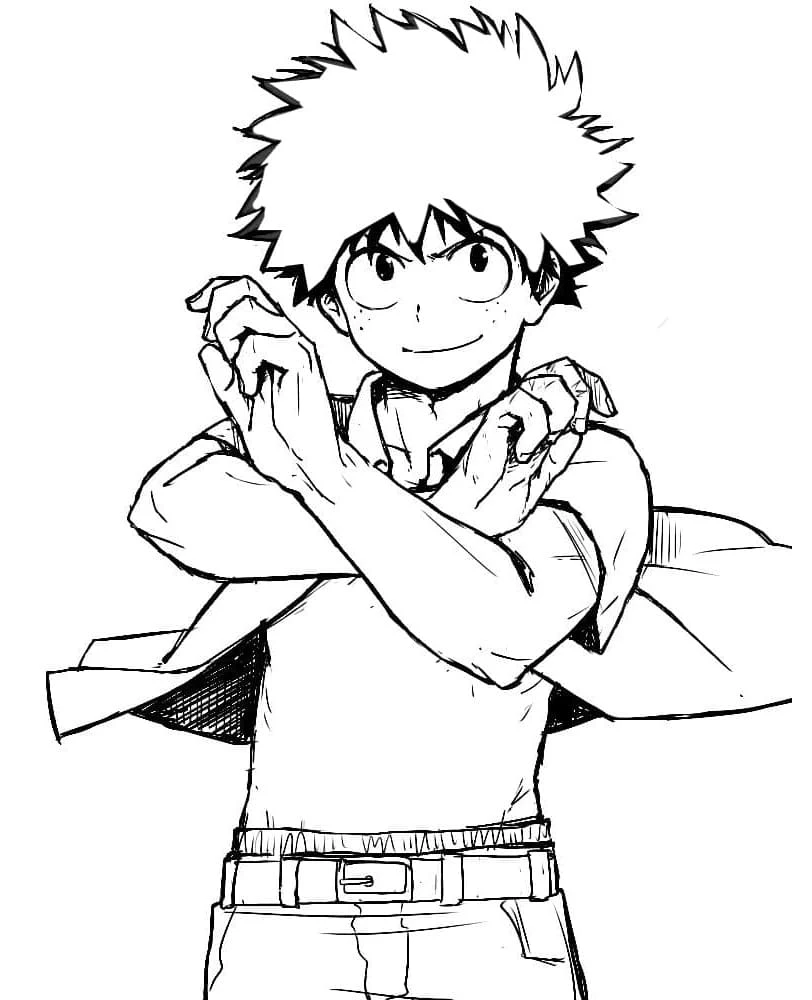 Izuku Midoriya boyama sayfası #21 – A4 baskıya uygun, ücretsiz yazdır