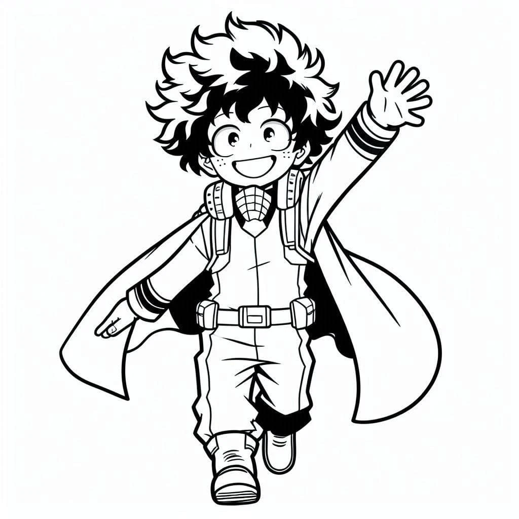 Izuku Midoriya boyama sayfası #24 – günlük etkinlik önerisi, kolay boyama