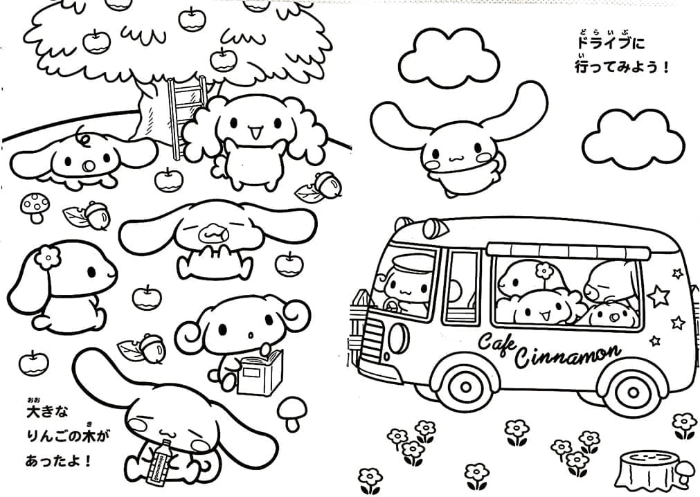 Cinnamoroll boyama sayfası – yaratıcılığı geliştirir, keyifli zaman