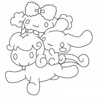 Cinnamoroll boyama sayfası – sevimli karakter, sanatsal çalışma