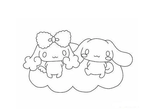 Cinnamoroll boyama sayfası – çizgi film temalı, basit çizim