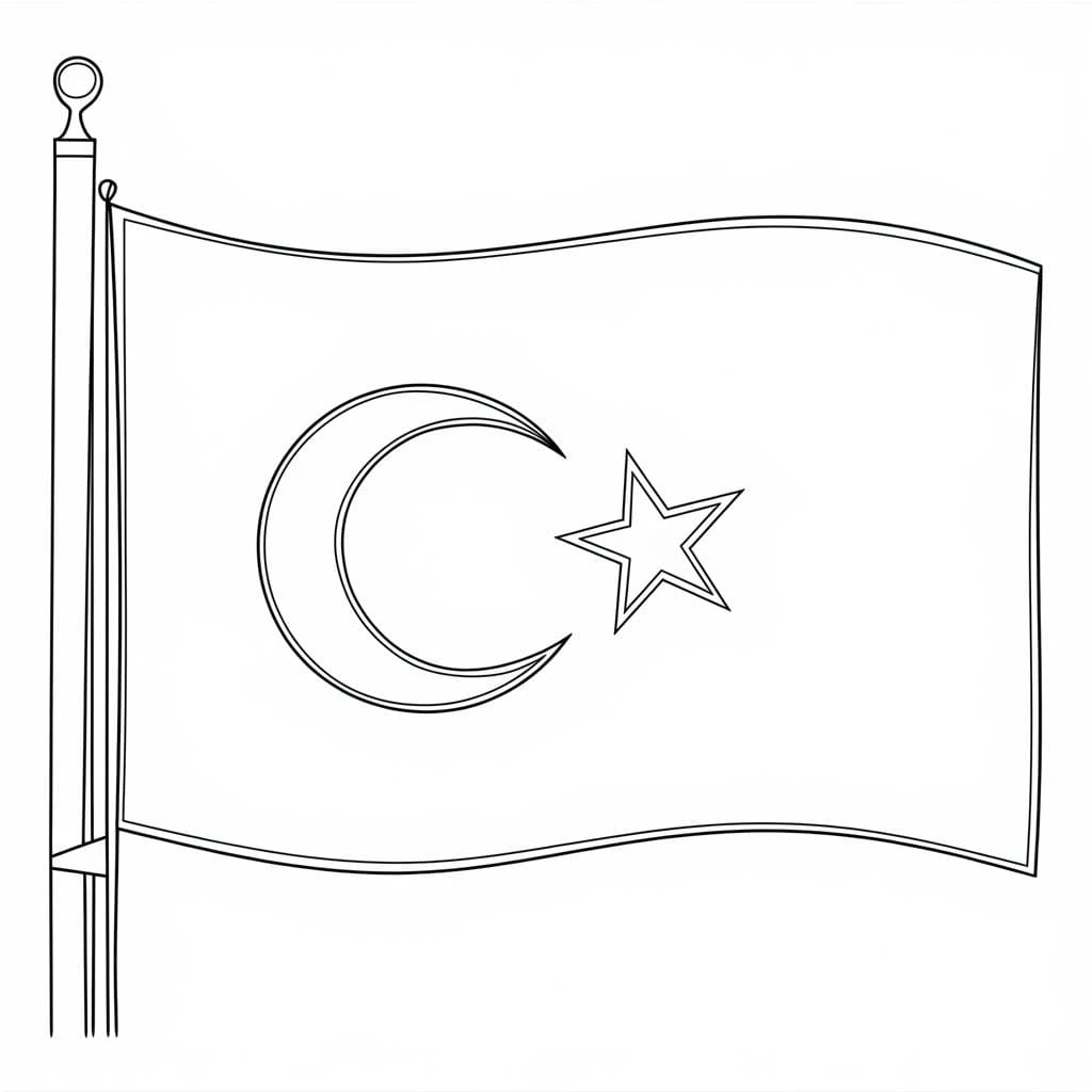 Türk Bayrağı boyama sayfası – okul öncesi, evde etkinlik