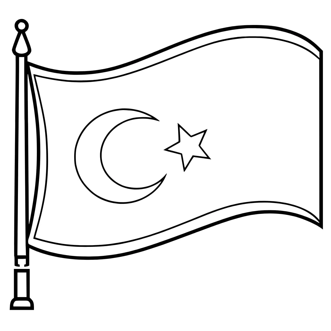 Türk Bayrağı boyama sayfası – sevimli karakter, sanatsal çalışma