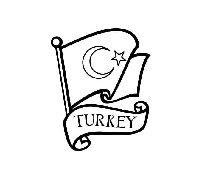 Türk Bayrağı boyama sayfası – çizgi film temalı, basit çizim