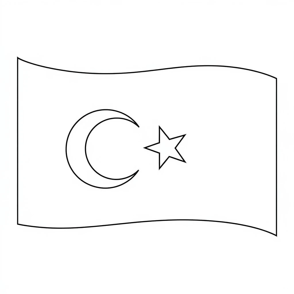 Türk Bayrağı boyama sayfası – eğitici aktivite, yaratıcılık