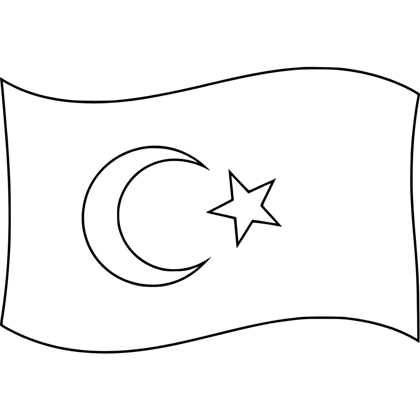 Türk Bayrağı boyama sayfası – çocuk aktivitesi, PDF indir