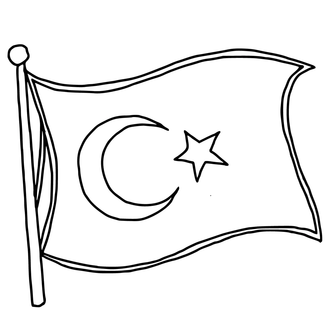 Türk Bayrağı boyama sayfası – eğlenceli etkinlik, el becerilerini geliştirir