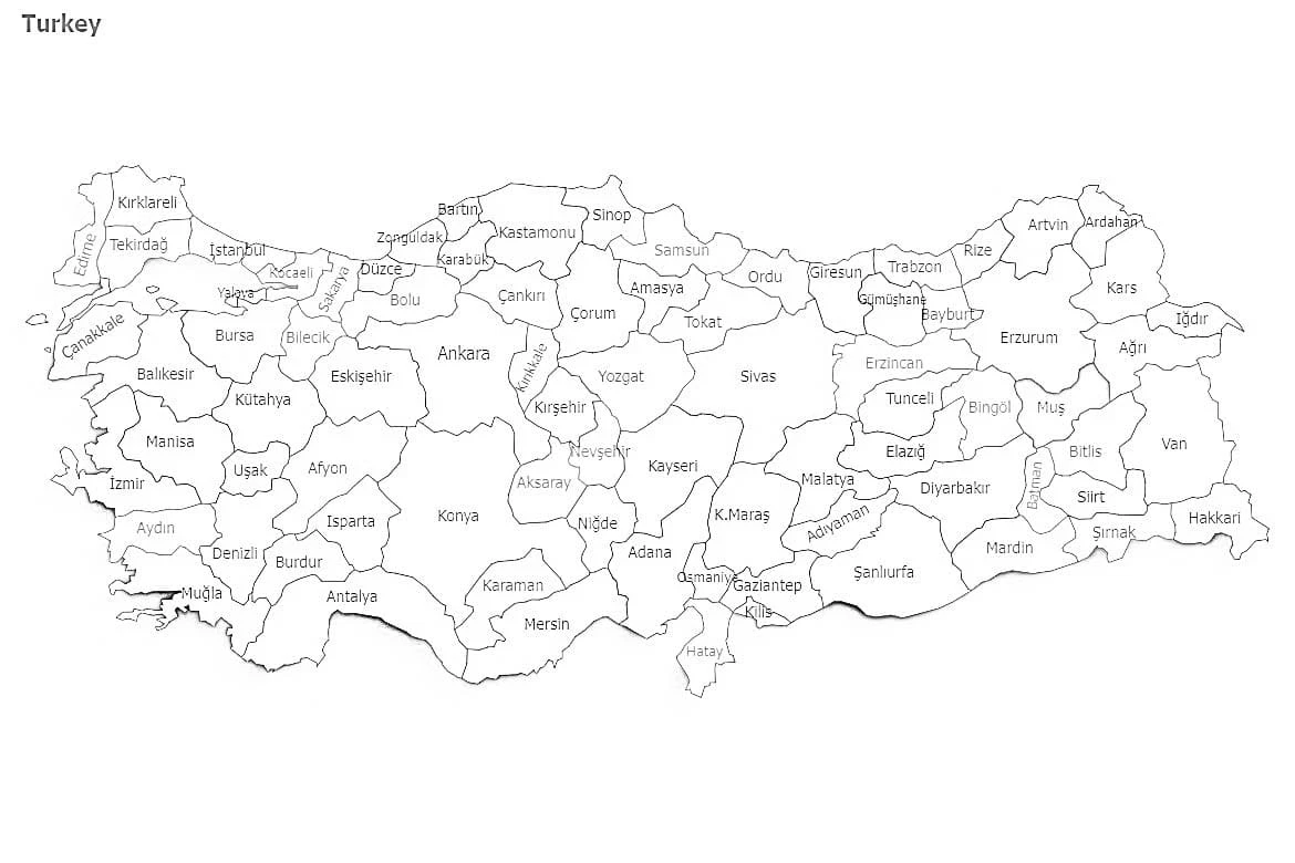 Türkiye Haritası boyama sayfası – eğlenceli etkinlik, el becerilerini geliştirir