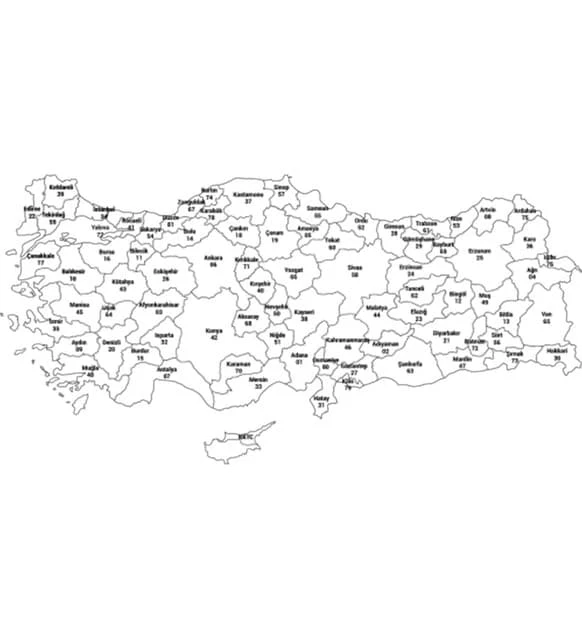 Türkiye Haritası boyama sayfası – yaratıcılığı geliştirir, keyifli zaman