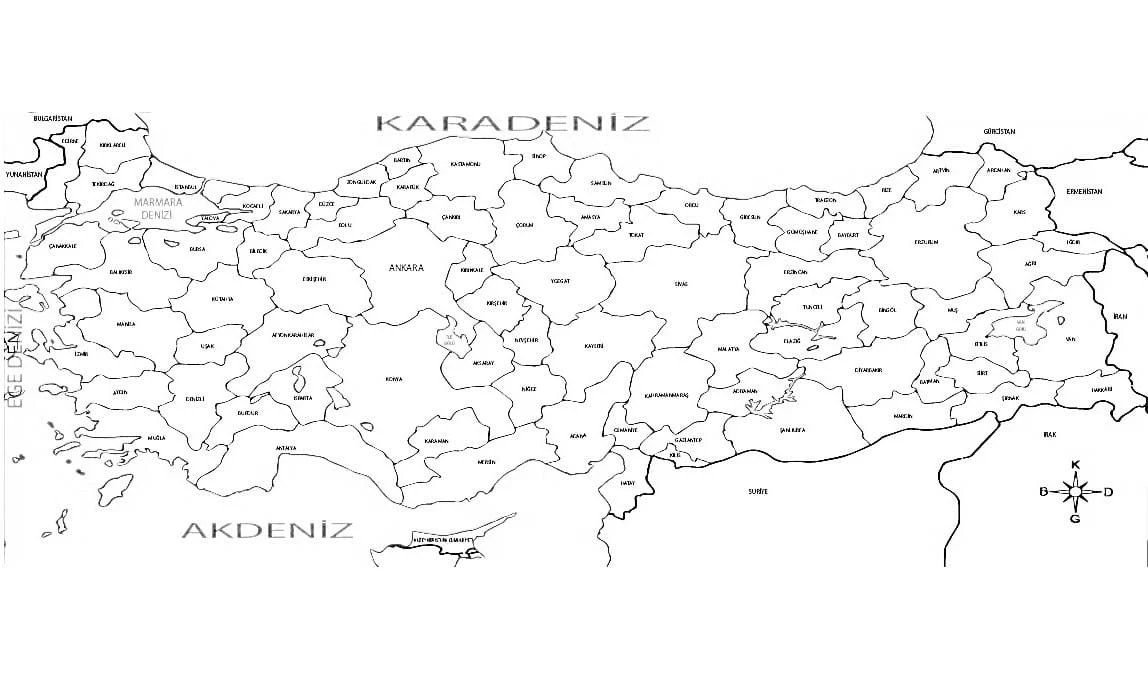 Türkiye Haritası boyama sayfası – boyama etkinliği, çocuk aktivitesi