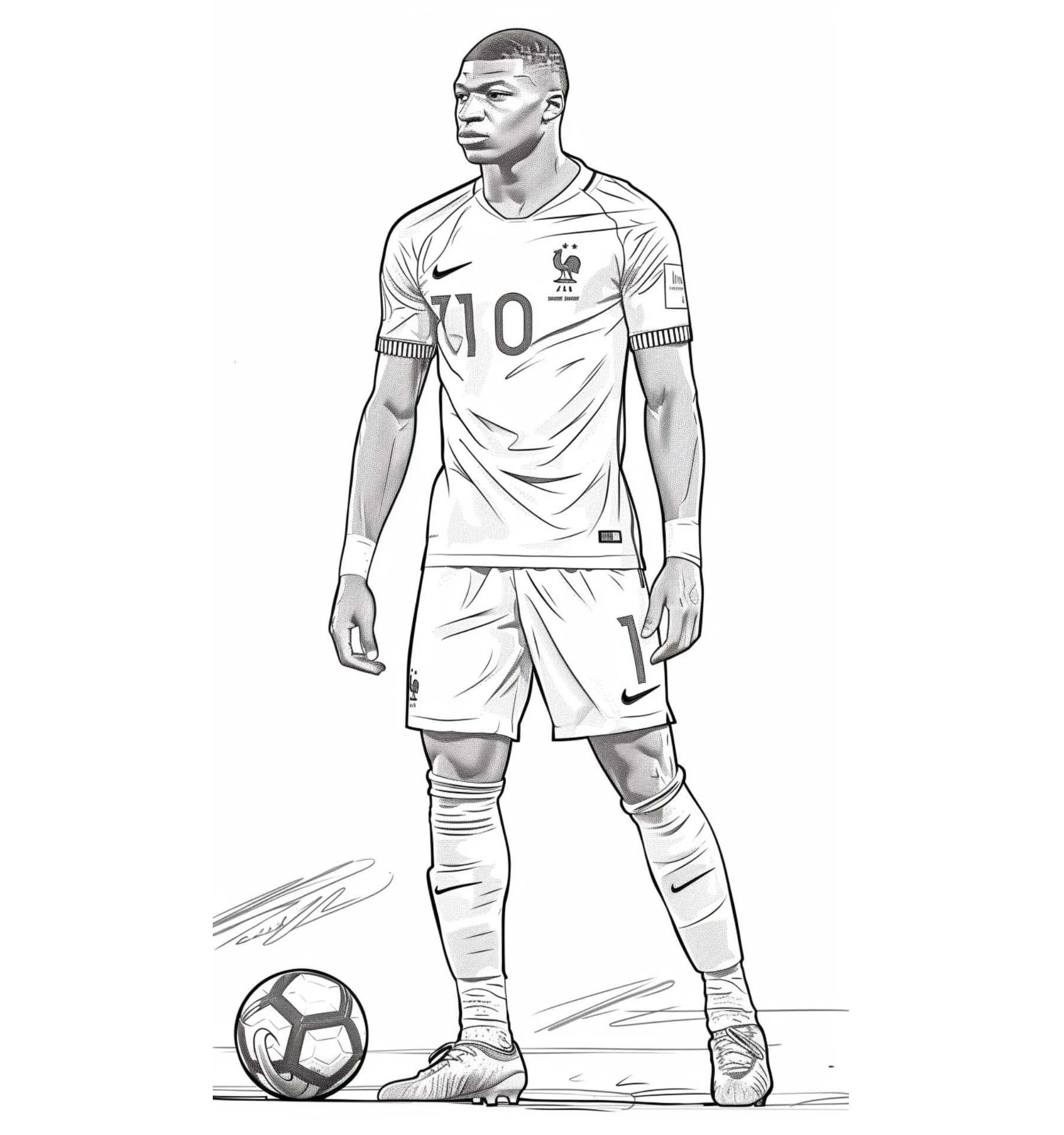Mbappe boyama sayfası – çizgi film temalı, basit çizim