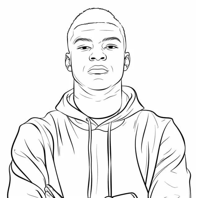 Mbappe boyama sayfası – evde etkinlik, ücretsiz yazdır