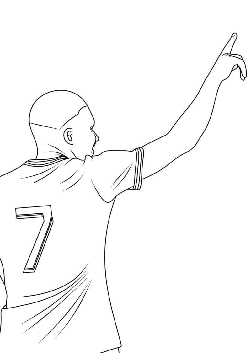 Mbappe boyama sayfası – çocuk aktivitesi, PDF indir