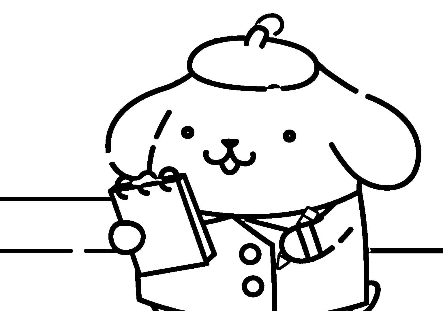 Pompompurin boyama sayfası – sanatsal çalışma, çocuklar için