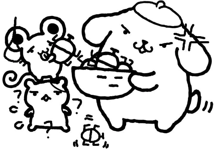 Pompompurin boyama sayfası – boyama çalışması, yaratıcılığı geliştirir