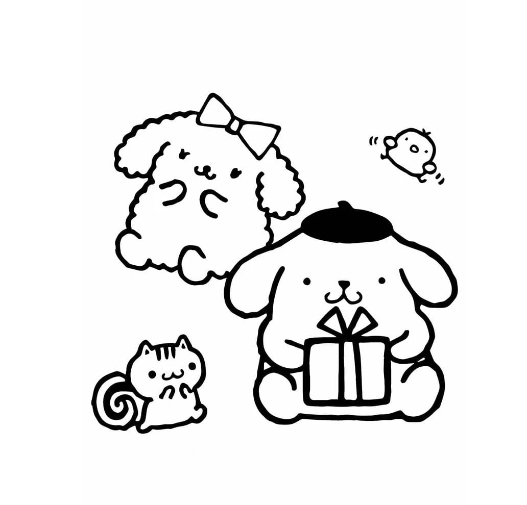 Pompompurin boyama sayfası – renkli çizimler, okul öncesi