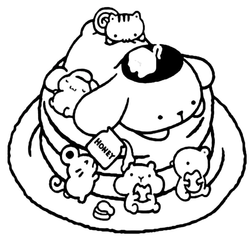 Pompompurin boyama sayfası – çocuk aktivitesi, PDF indir