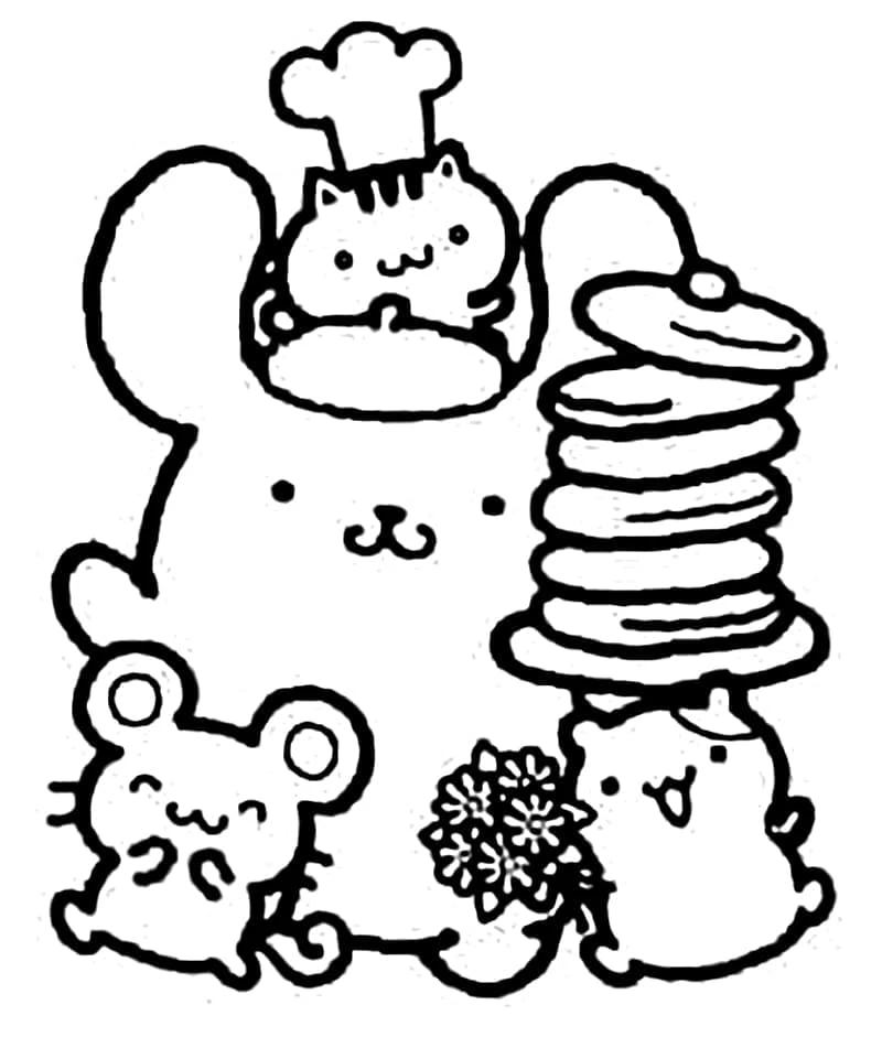 Pompompurin boyama sayfası – sanatsal çalışma, çocuklar için