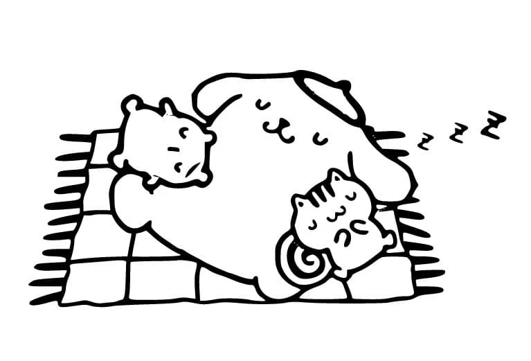 Pompompurin boyama sayfası – çocuklar için, çizgi film temalı