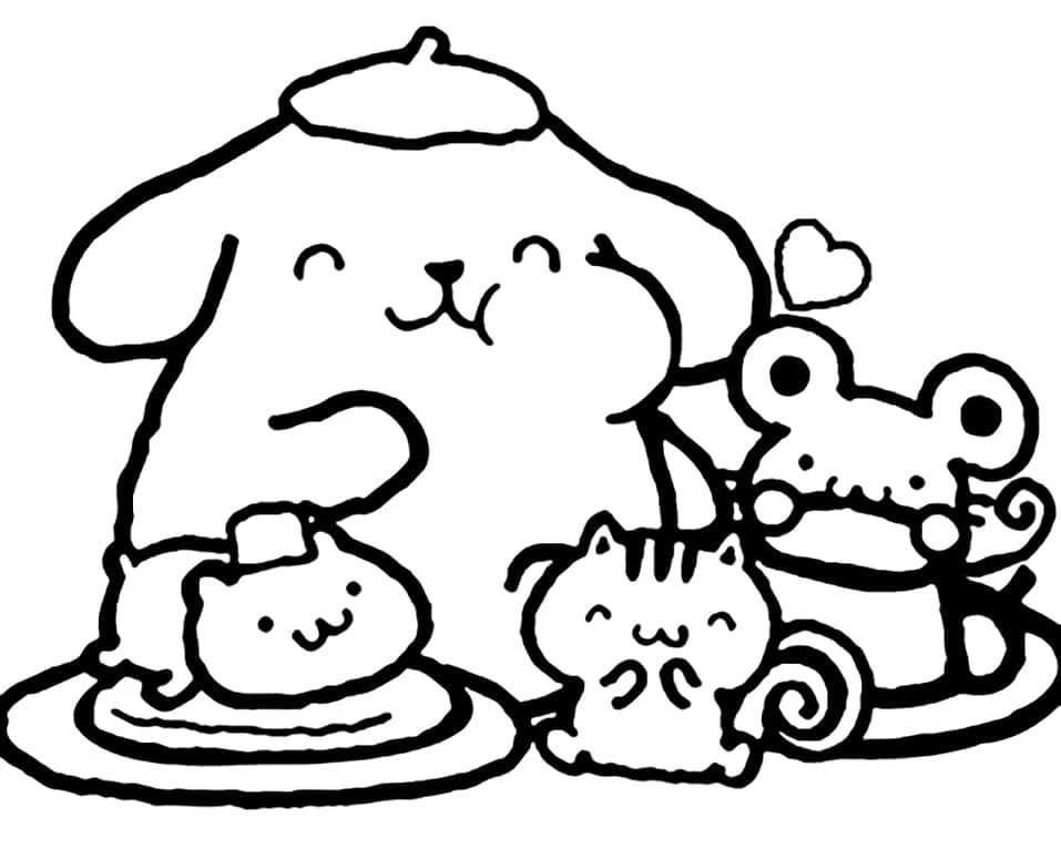 Pompompurin boyama sayfası – eğlenceli etkinlik, el becerilerini geliştirir