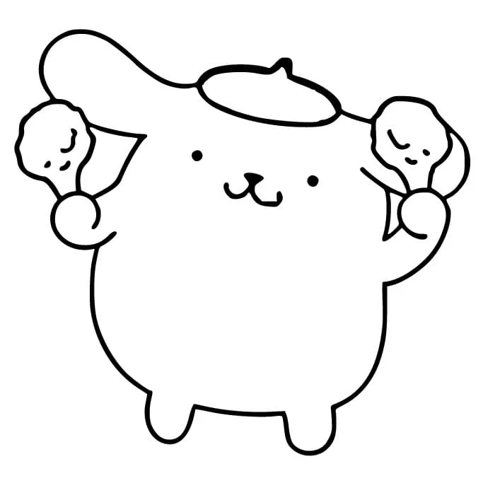 Pompompurin boyama sayfası – sevimli karakter, sanatsal çalışma