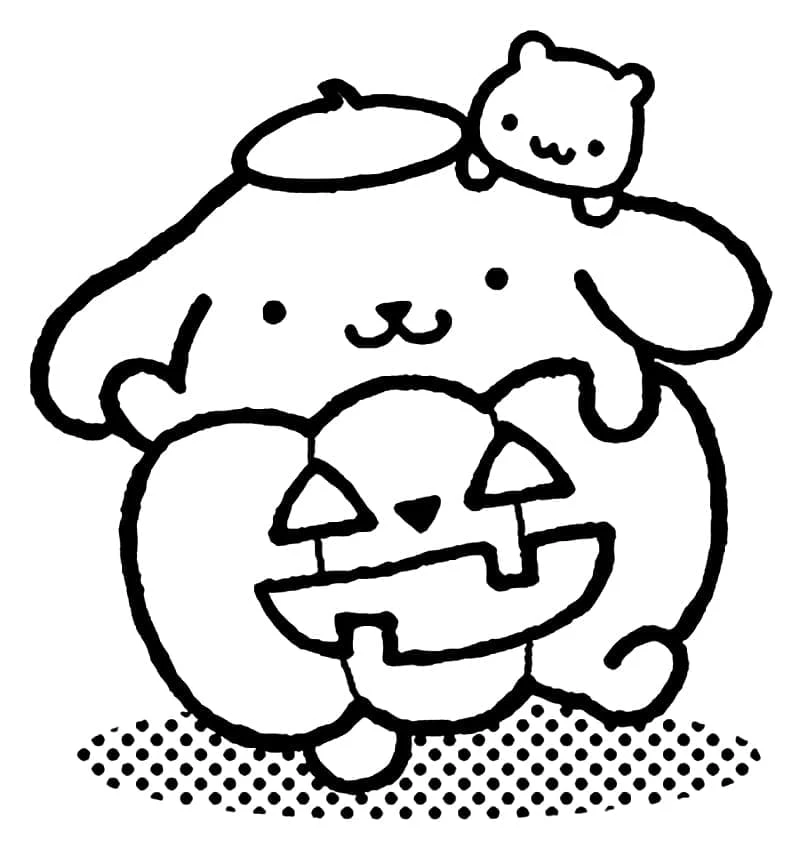 Pompompurin boyama sayfası – çizgi film temalı, basit çizim