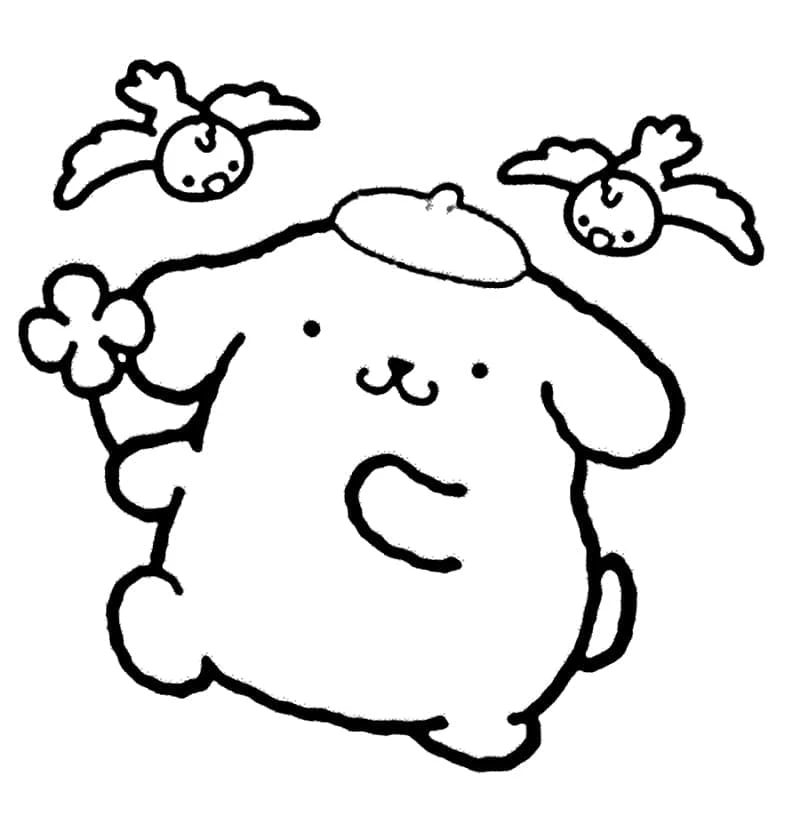 Pompompurin boyama sayfası – basit çizim, kolay boyama